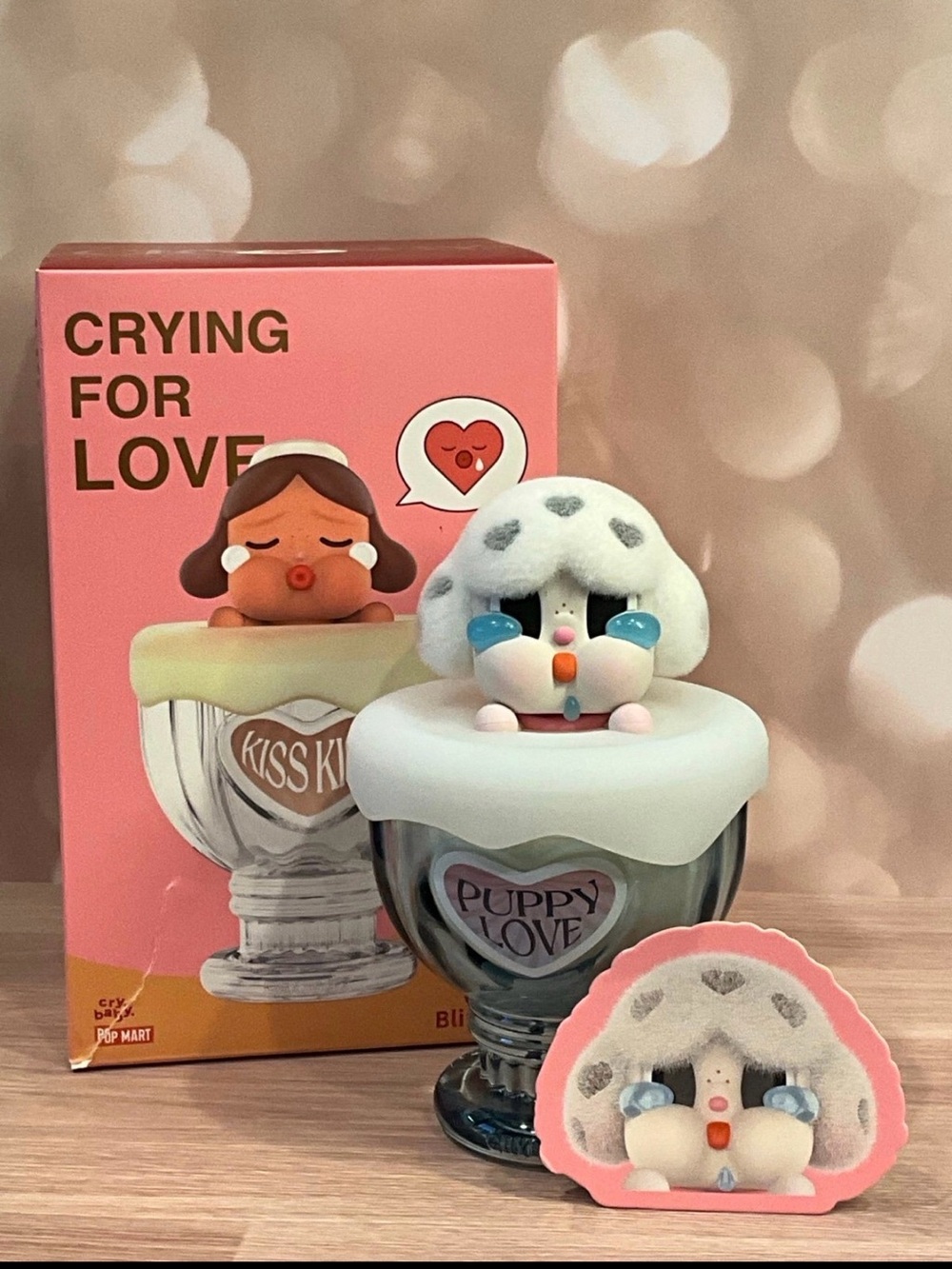 Pop Mart 'Crying for Love' Puppy Love Figurine - White & Pink